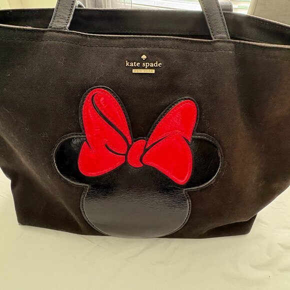 Kate Spade X Disney Minnie Mouse Black Canvas Tote Preowned Condition - Picture 2 of 8